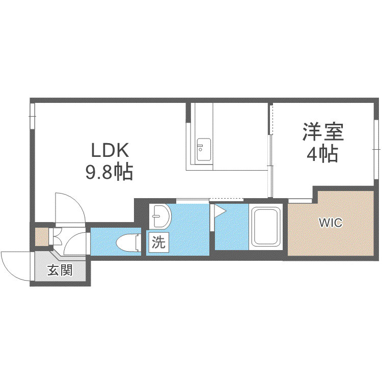 シティプレミア南郷13丁目(1LDK/2階)の間取り写真