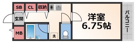 メゾン朝日 八戸ノ里(1K/2階)の間取り写真