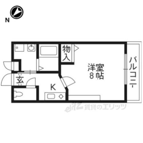 フラッティワレア(1K/3階)の間取り写真