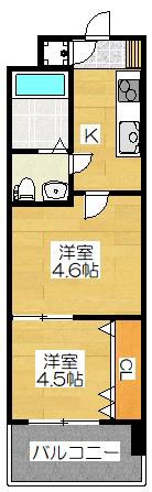 NO46 Vプロジェクト2100天神(2K/3階)の間取り写真