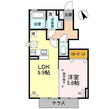 フェリジータIII(1LDK/1階)の間取り写真