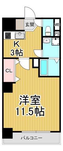 ヴィレッタEBISU東(1K/4階)の間取り写真