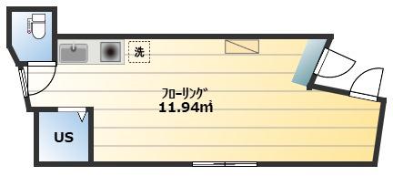 アーバンプレイス大岡山II(ワンルーム/1階)の間取り写真