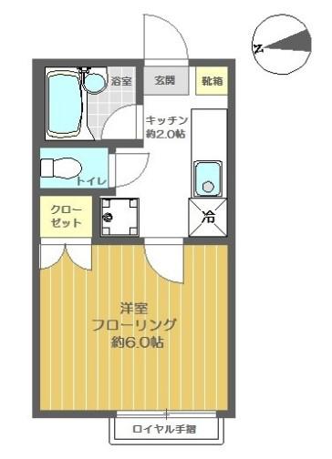 フォーラム南常磐台(1K/1階)の間取り写真