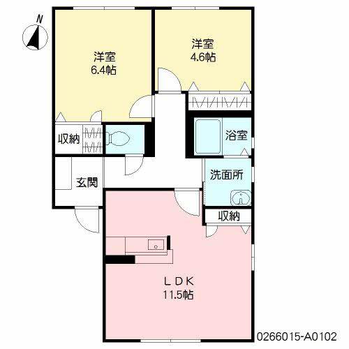 フォーレスヤマグチ A棟(2LDK/1階)の間取り写真