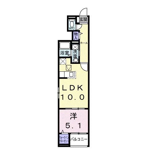 ベル・ウッド深大寺(1LDK/1階)の間取り写真