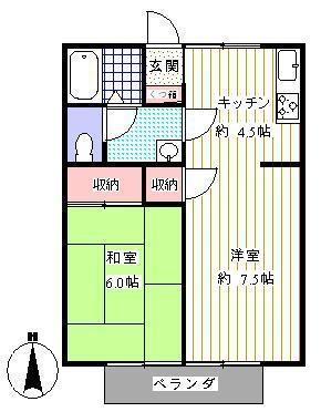 フルハウスコーポ(1LDK/1階)の間取り写真