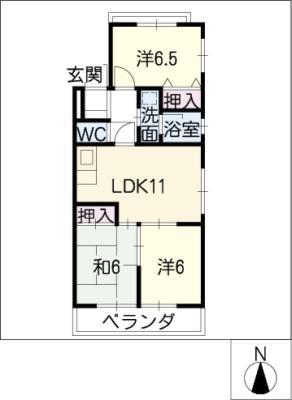 コーポメイ(3LDK/3階)の間取り写真