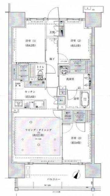 シントシティII棟14階(3LDK/14階)の間取り写真