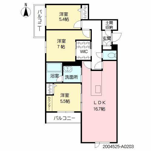  ベレオ本城東(3LDK/2階)の間取り写真
