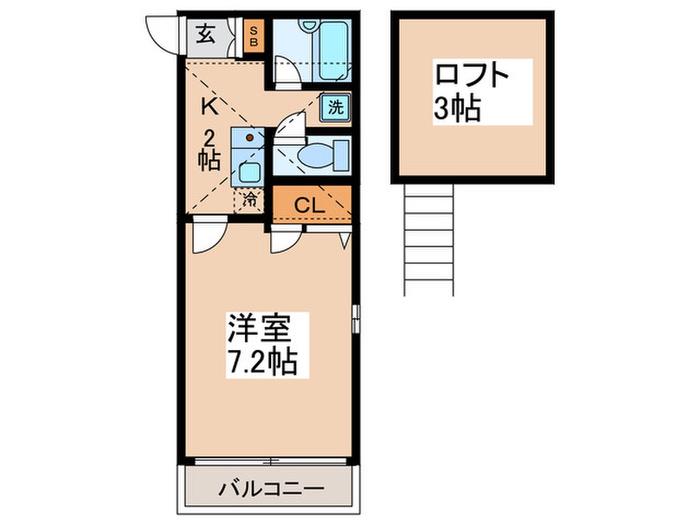 エフヒラマ(1K/2階)の間取り写真