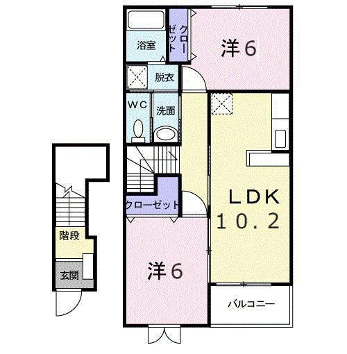 セントリスツ オーク(2LDK/2階)の間取り写真