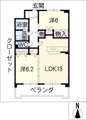 サンフィールド如意申(2LDK/3階)の間取り写真