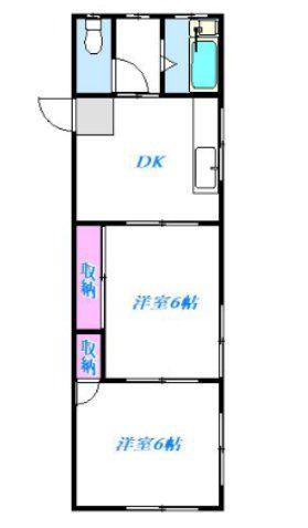 ロイヤルレジデンス(2DK/1階)の間取り写真