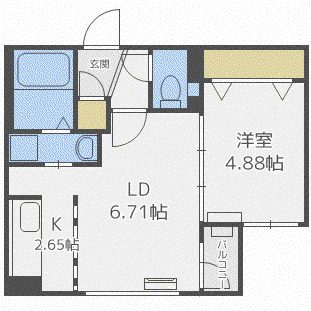ヴェネーノ円山(1LDK/3階)の間取り写真
