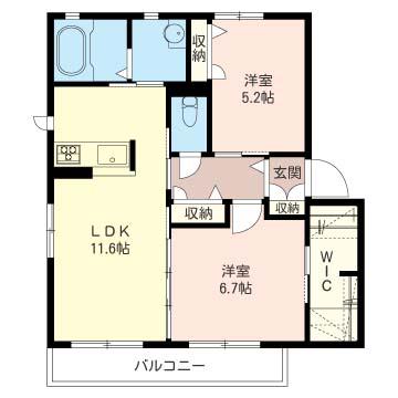 シャインステージL(2LDK/2階)の間取り写真