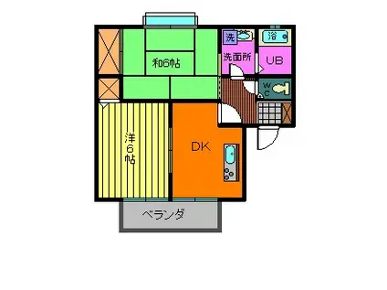 アメニティ・T A棟(2DK/2階)の間取り写真
