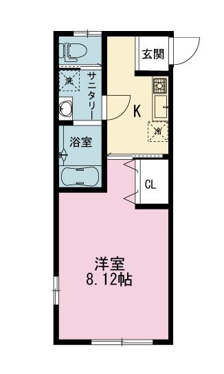 ヴィラ・ミハス(1K/2階)の間取り写真