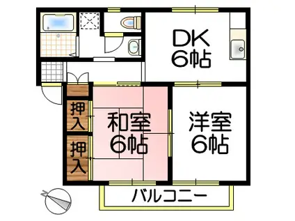 プレジール原井A棟(2DK/1階)の間取り写真