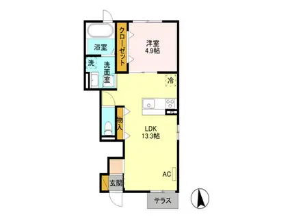イリエール篠ノ井 D(1LDK/1階)の間取り写真