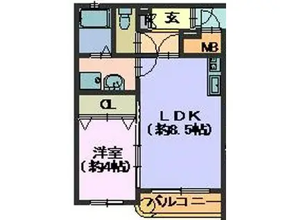 覚王山アネクスII(1LDK/1階)の間取り写真