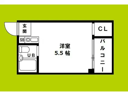 ソレイユ朝潮(ワンルーム/2階)の間取り写真