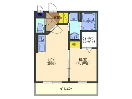 吉泉さくらマンション(1LDK/1階)の間取り写真
