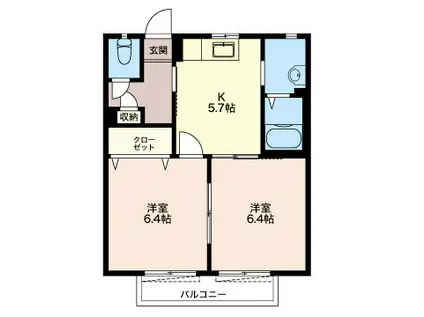 グランシードエム(2K/2階)の間取り写真