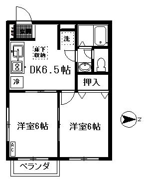 エクセレンテ西原(2DK/2階)の間取り写真