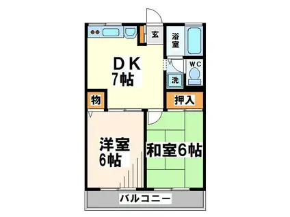 シティハイム小松原 当社管理物件(2DK/2階)の間取り写真