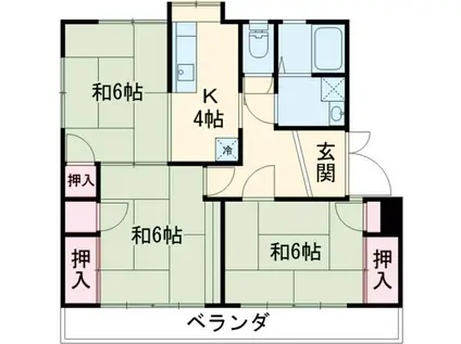 東米の山ハイツ(3DK/2階)の間取り写真