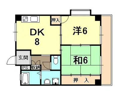 ハイム下村(2DK/2階)の間取り写真