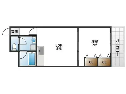 ドエルパークサイド(1LDK/1階)の間取り写真