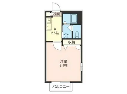 アーク湘南2(1K/2階)の間取り写真