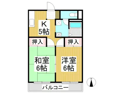 コーポラス桜井2(2K/2階)の間取り写真