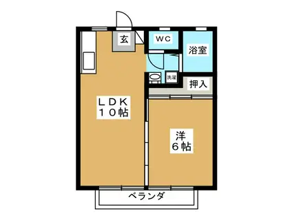 サンシティ牧野(1LDK/2階)の間取り写真