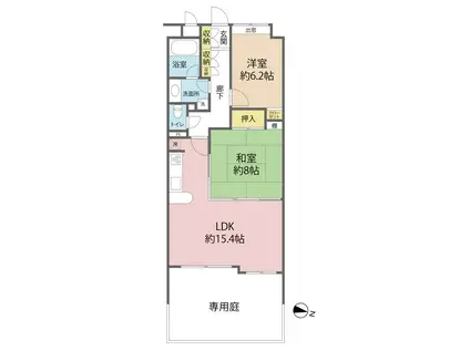 ゼファー軽井沢コンフォーション1F(2LDK/1階)の間取り写真