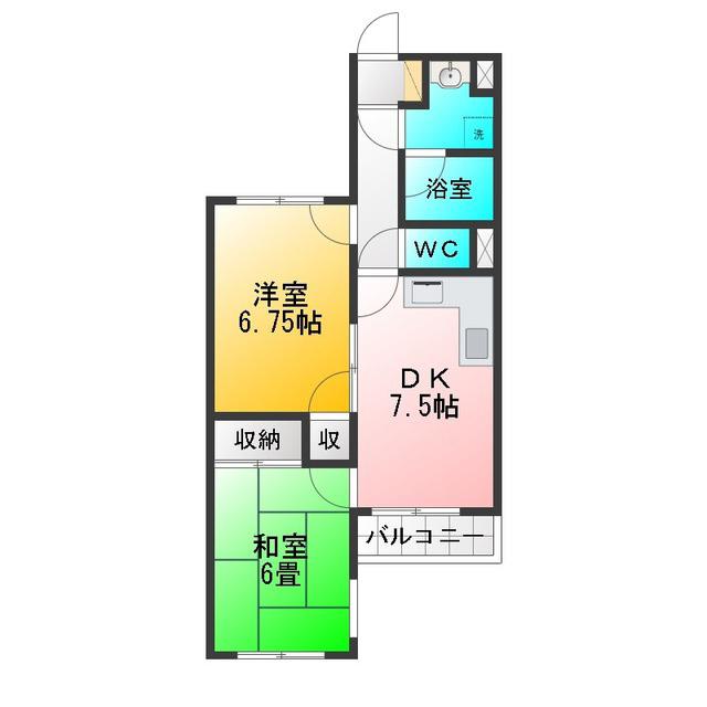 MAGNOLIAN HOUSE(2DK/2階)の間取り写真