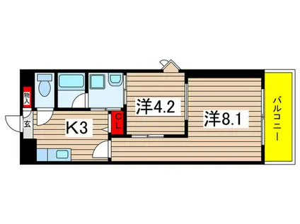 サングリーン新宿(2K/6階)の間取り写真