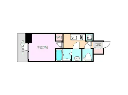レジュールアッシュOSAKAディフィール(1K/2階)の間取り写真