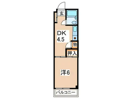 和光ビル(1DK/3階)の間取り写真