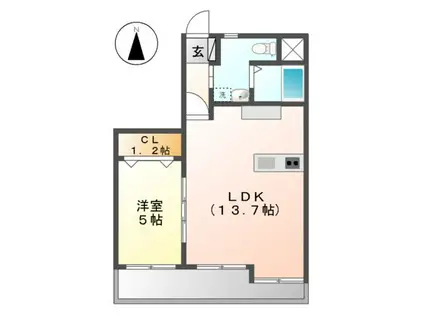 CASA ABITARE(1LDK/1階)の間取り写真