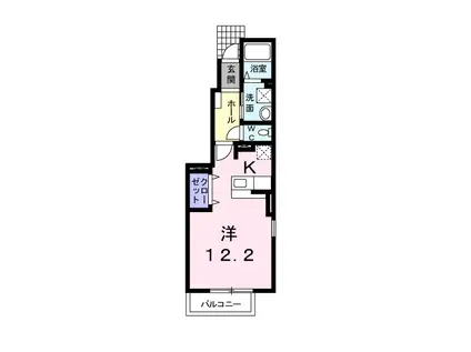 タカラピュア 西(ワンルーム/1階)の間取り写真