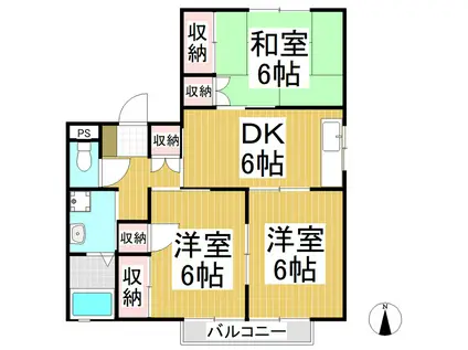 メゾン山崎B棟(3DK/1階)の間取り写真