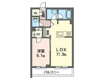 エクラージュ本駒込(1LDK/3階)の間取り写真