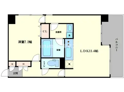 KDXレジデンス本町橋(1LDK/4階)の間取り写真