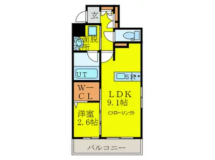 グランフォーレプライム六本松(1LDK/10階)の間取り写真