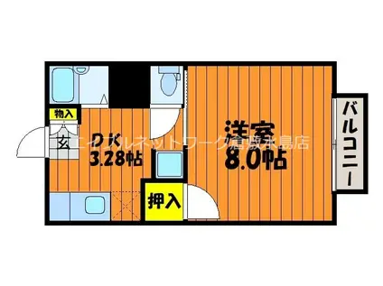 カルチェラタンD(1K/1階)の間取り写真