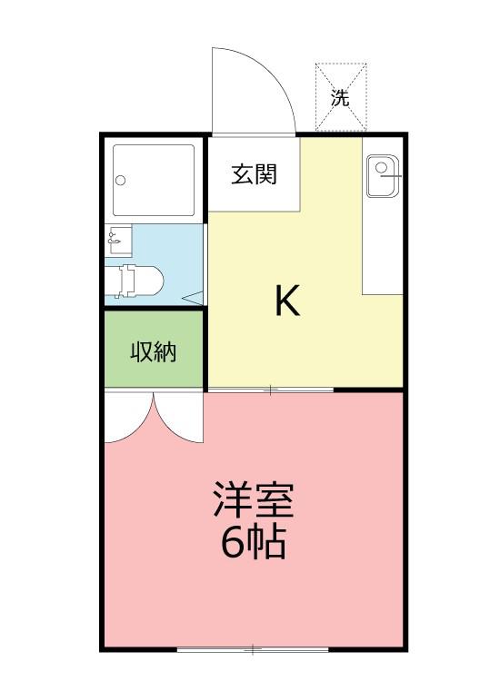 ヴィラ萩が丘(1K/2階)の間取り写真
