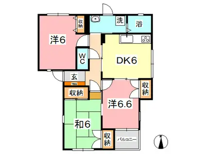アサヒコーポ IIC(3DK/2階)の間取り写真